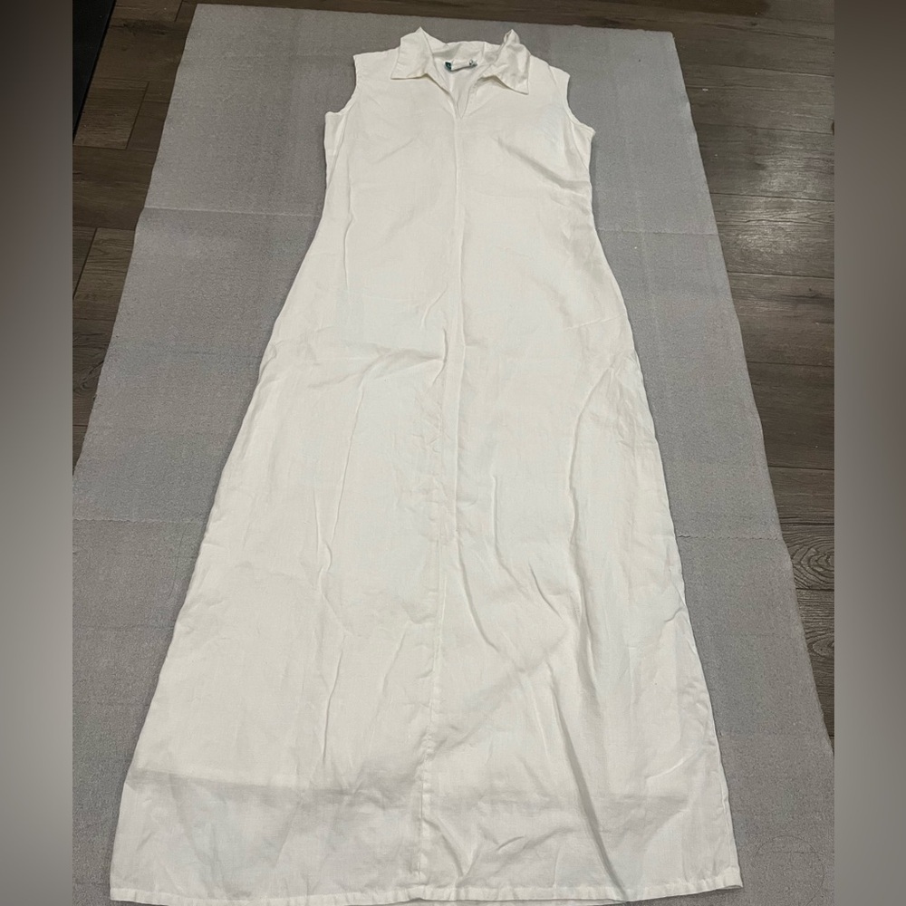 [6]Vintage La Redoute Linen/Cotton Maxi Sleeveless Shift Dress